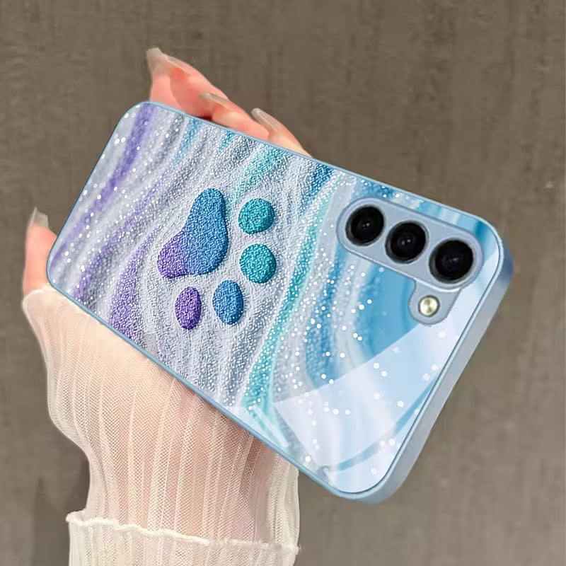 Galaxy S Series – Aurora Paw Print Glass Case