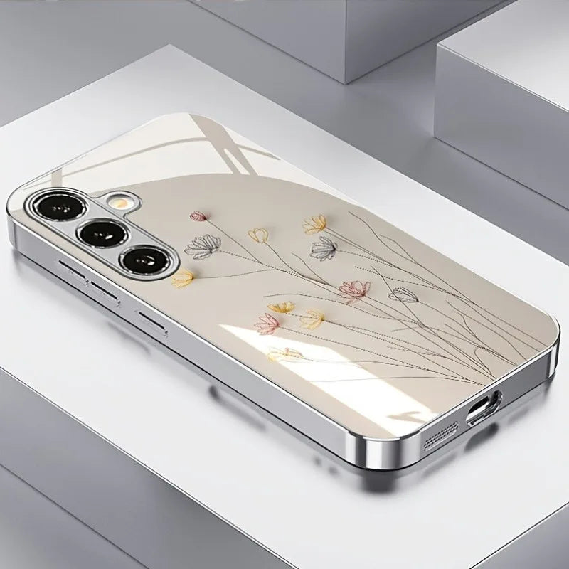 Galaxy S Series- Ivory Blossom Glass Case