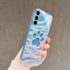 Galaxy S Series – Aurora Paw Print Glass Case