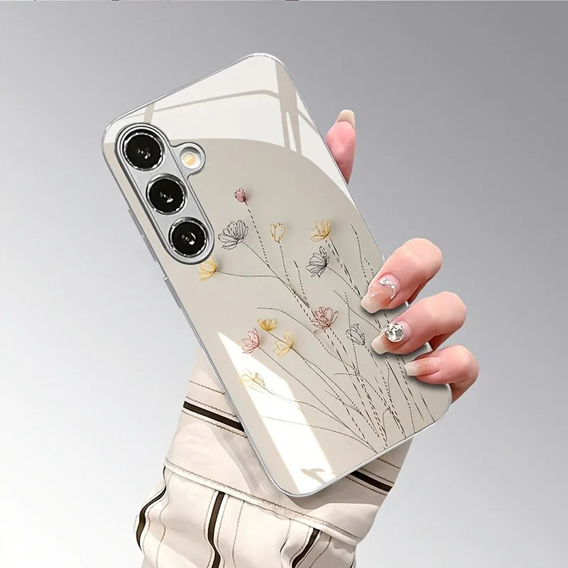 Galaxy S Series- Ivory Blossom Glass Case
