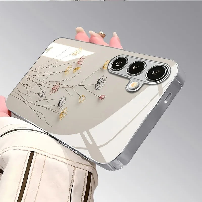 Galaxy S Series- Ivory Blossom Glass Case