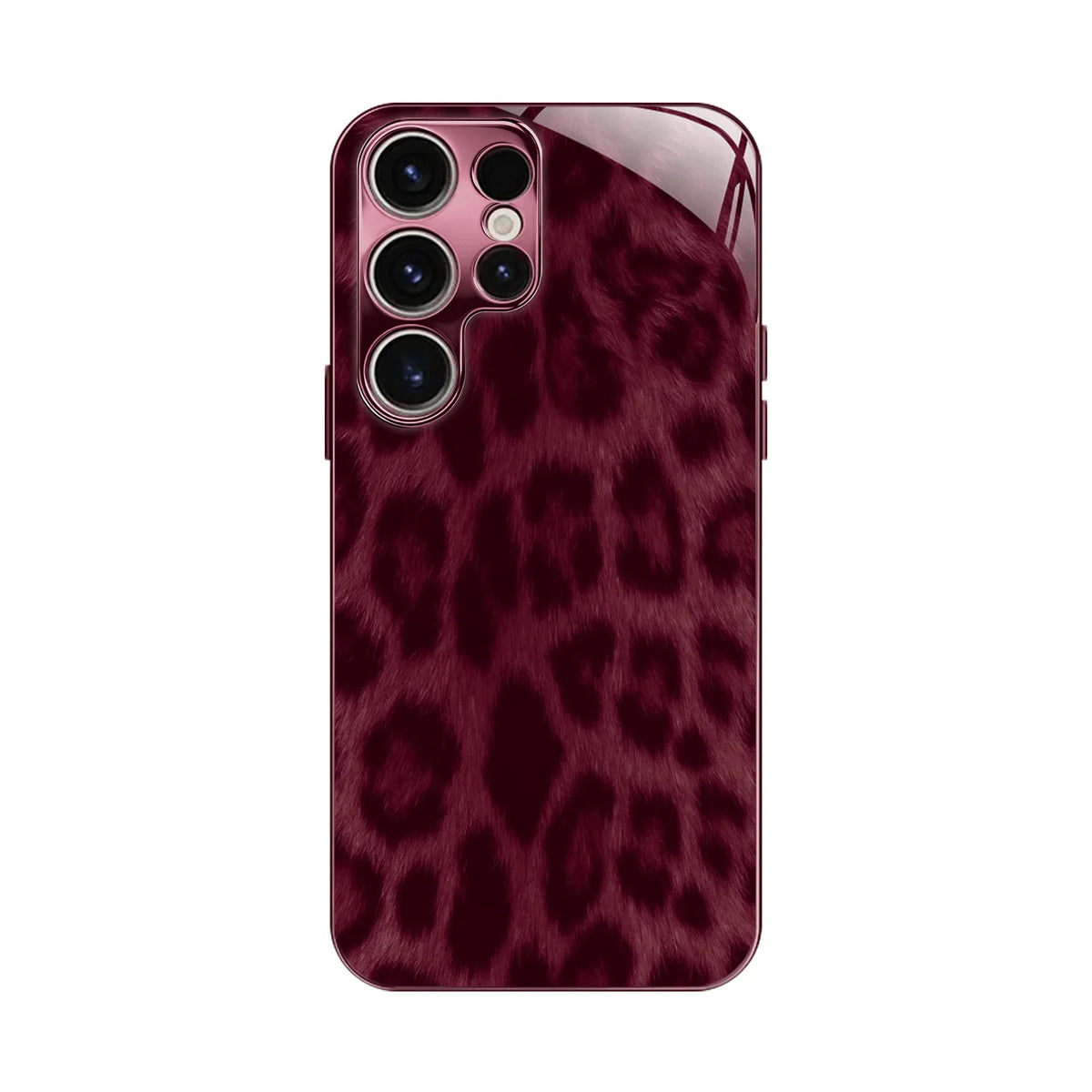 Galaxy S Series - Burgundy Leopard Glass Case