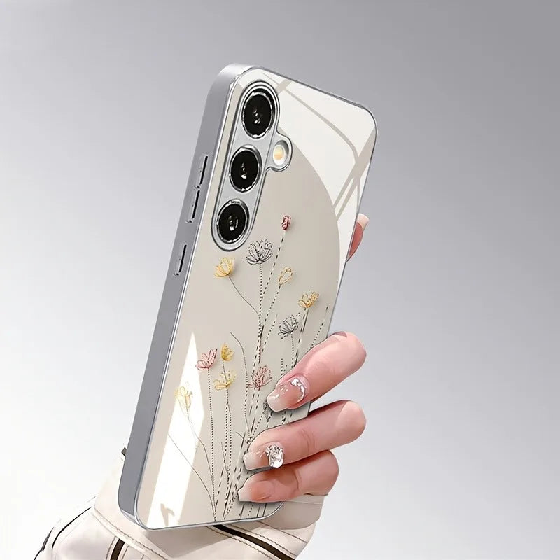 Galaxy S Series- Ivory Blossom Glass Case