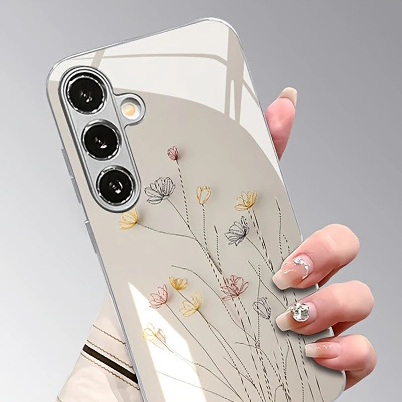 Galaxy S Series- Ivory Blossom Glass Case