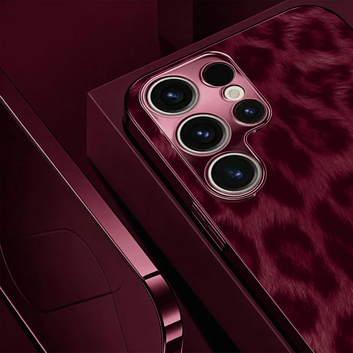 Galaxy S Series - Burgundy Leopard Glass Case