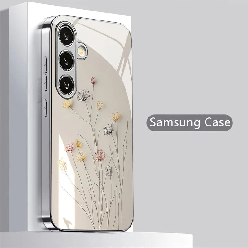 Galaxy S Series- Ivory Blossom Glass Case