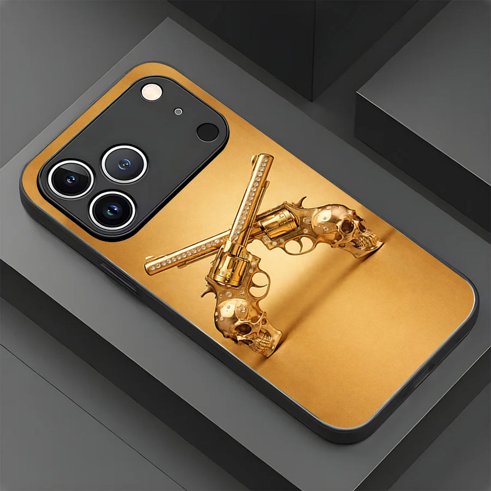 Golden Rebel Skull Armor Case