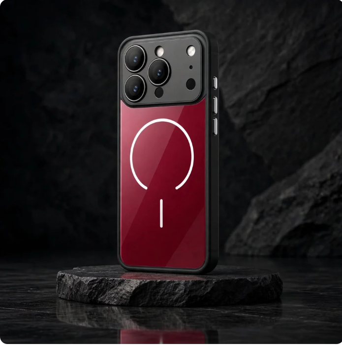 High-Gloss Crimson Glass Case