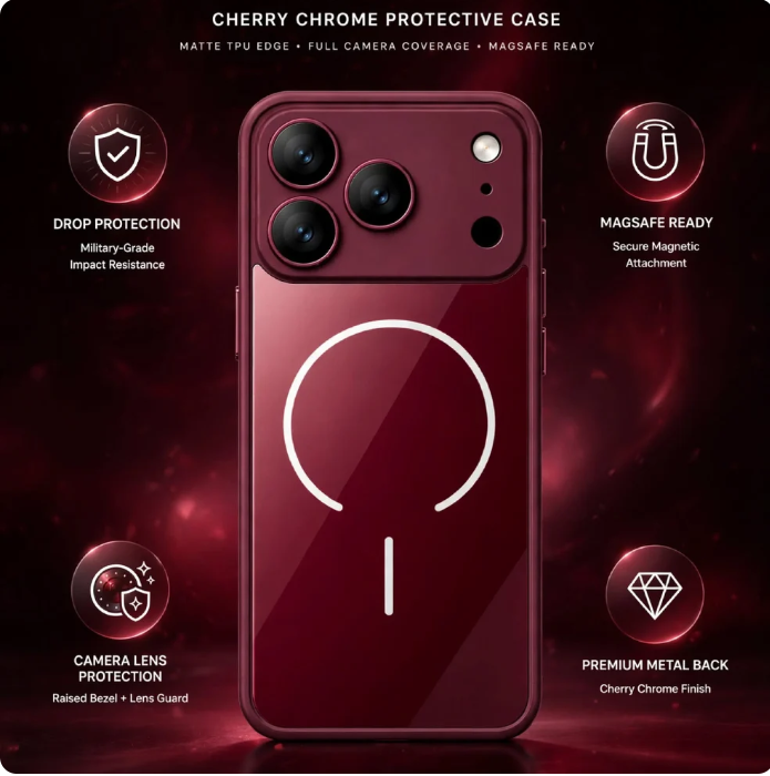 High-Gloss Crimson Glass Case
