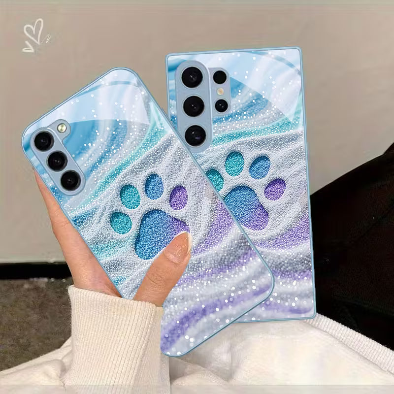 Galaxy S Series – Aurora Paw Print Glass Case