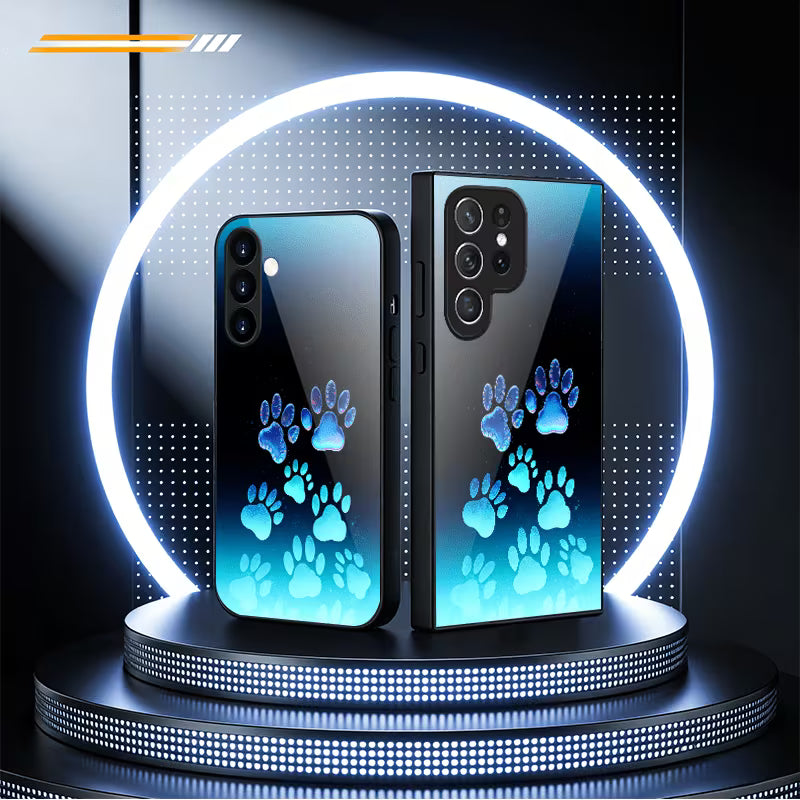 Galaxy S Series – Paw Print Aura Glass Case