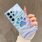 Galaxy S Series – Aurora Paw Print Glass Case