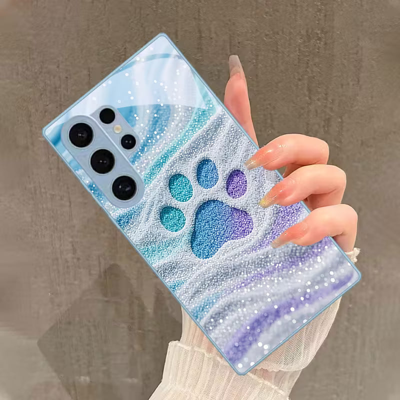Galaxy S Series – Aurora Paw Print Glass Case