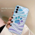 Galaxy S Series – Aurora Paw Print Glass Case
