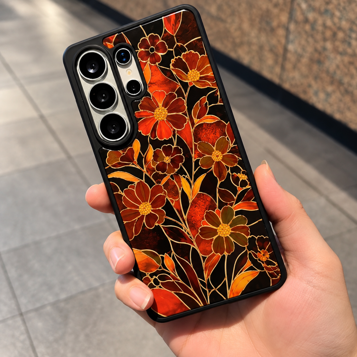 Galaxy S Series - Autumn Crimson Stained Floral Case